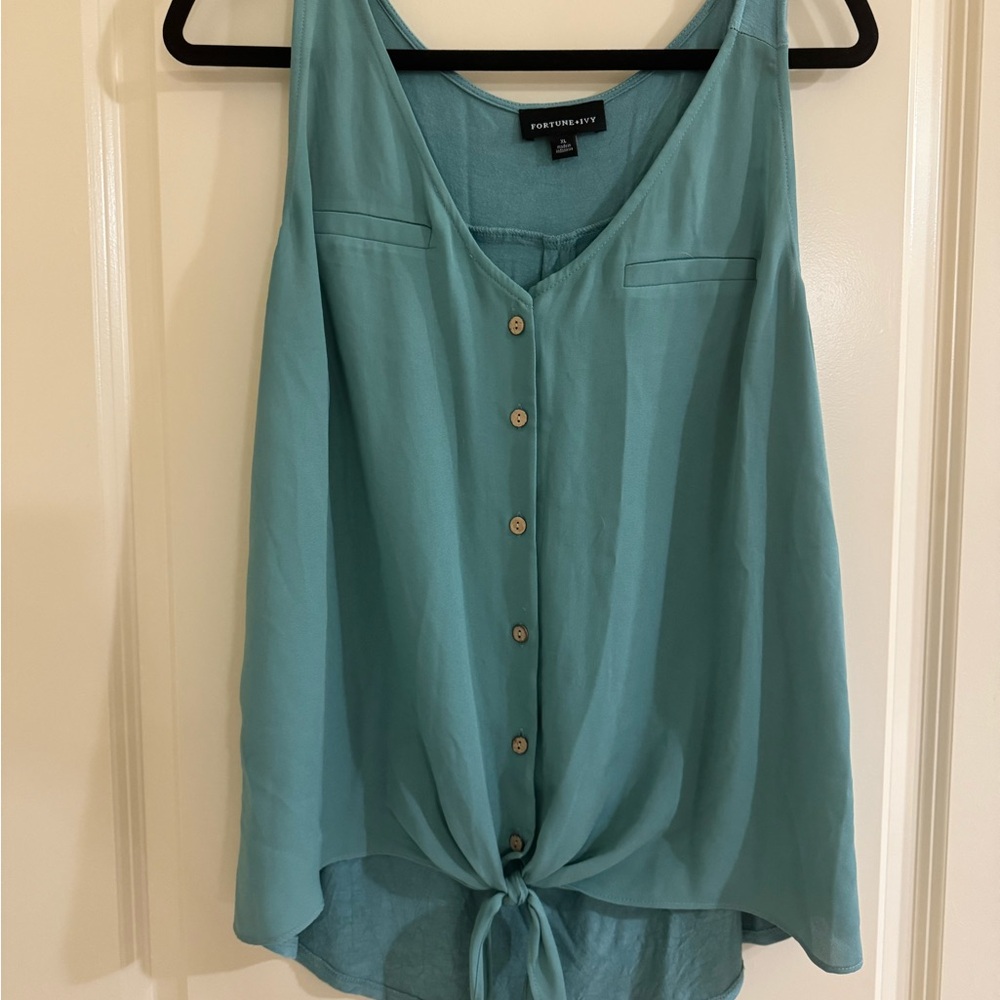 Teal Button-Down Women's Top